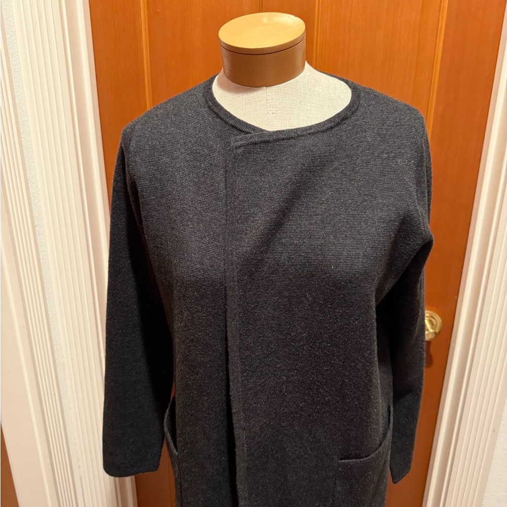 J. Crew charcoal Grey collarless sweater-blazer - Picture 5 of 13